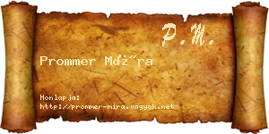 Prommer Míra névjegykártya